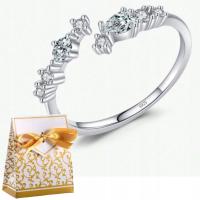 Srebrny pierścionek zaręczynowy cyrkonie obrączka srebro 925 + PUDEŁKO |12