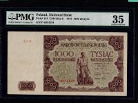 BANKNOT 1000 ZŁOTYCH 1947 Prefix D P#133, CM#133a-b PMG 35