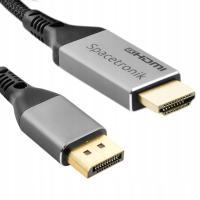 Kabel DP HDMI przewód 4K 60Hz UltraHD Spacetronik KDH-SPA050 5m mocny oplot