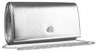 Damska torebka wizytowa kopertówka wieczorowa modna weselna srebrna Rovicky