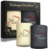 PREZENT RĘCZNIKI NA DZIEŃ BABCI I DZIADKA ZESTAW RĘCZNIKÓW BAWEŁNA 70X140CM