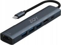 Stacja replikator portów ZOY Replikator ZH61 USB-C HDMI USB LAN