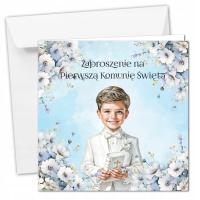 Приглашения на первое причастие для мальчика с конвертом готовы
