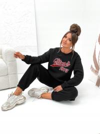 Komplet Dresowy Damski Dres Ocieplany BLUZA+SPODNIE CZARNY