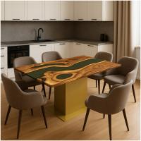 Стол для гостиной кухни из орехового дерева и Оливковой эпоксидной смолы