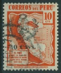 Peru 10 cts. / 10 cts. - Mapa , Herb