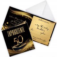 Приглашения на 50-й день рождения золотые волны элегантный плюс конверт Белый Z11_20