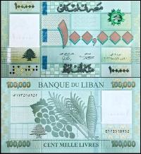 LIBAN, 100000 LIVRES 2022 Pick 95e