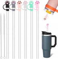 ZESTAW 6 SŁOMEK 6 POKRYWEK 2 SZCZOTEK DO KUBKA TERMICZNEGO