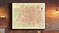 Stary plan PARYŻ PARIS 1908r. 50x40cm
