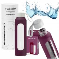 Wessper B1 wielorazowa butelka szklana bidon na wodę 500ml z miarką + etui