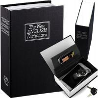 SEJF KSIĄŻKA NA KLUCZ PIENIĄDZE KASETKA METALOWA SKARBONKA 24x15,5 DUŻA XXL