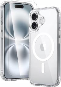 Etui Do iPhone 16 Plus +Szkło 9H WZMACNIANE 360° do MAGSAFE CLEAR CASE