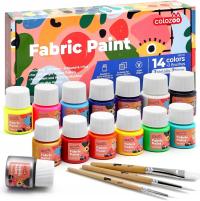 FARBY FARBA DO TKANIN ODPORNA NA PRANIE 14 x 20ml COLOZOO + 3 PĘDZLE ZESTAW