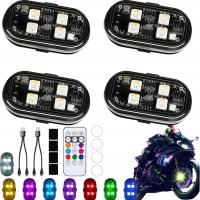 Bezprzewodowa lampka stroboskopowa LED Z PILOTEM 4szt DO ROWER DRON+ Kolor