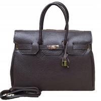 Torebka Włoska CZEKOLADOWA Kuferek SKÓRA NATURALNA Vera Pelle