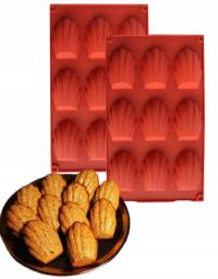 Foremki Silikonowe do Magdalenek ciastka ciasteczka Muszelki zestaw 2 forem