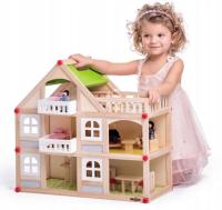Деревянный кукольный домик с террасой для детей 3