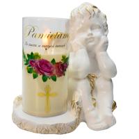 ZNICZ GIPSOWA FIGURKA NAGROBNA Złoty Anioł Aniołek Gipsowy LAMPA LED