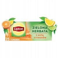 Зеленый экспресс-чай Lipton с цитрусовым оттенком 25 пакетиков 32,5 г