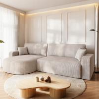 Кремовый уголок с функцией сна и контейнером для гостиной bisk вельвет