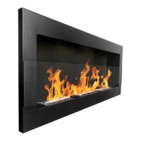 Biokominek wiszący Biokominki GMT 120x40x12 cm czarny Strukturalny z szybą