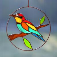 Ptak witrażowy Dekoracja na okno