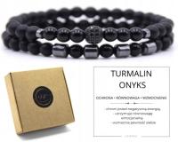 Bransoletka zestaw 2 w 1 kamienie naturalne turmalin onyks pudełko