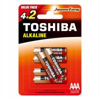6x Baterie Alkaliczne TOSHIBA PALUSZKI LR03 AAA