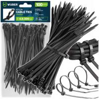 OPASKI ZACISKOWE TRYTYTKI 4,8x300 NYLONOWE CZARNE MOCNE 100 SZT WUBER