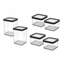 Набор из 6 предметов для пищевых продуктов Rotho Loft 2x1. 0L 4x0. 5L черная рамка