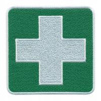 Патч белый крест на зеленом фоне-10 см вышивка