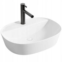 Столешница белая с отверстием керамическая овальная 50 x 38 см