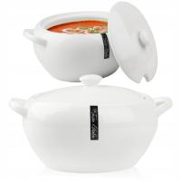 PORCELANOWA WAZA NA ZUPĘ Z DWOMA UCHWYTAMI I POKRYWKĄ 3,1L BIAŁA IZABELLA