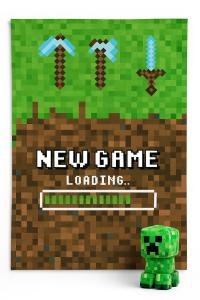 KOCYK DZIECIĘCY 150X200 MINECRAFT GAME FLANELOWY DO PRZEDSZKOLA