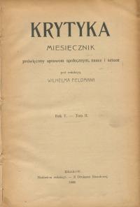 KRYTYKA. MIESIĘCZNIK rok V tom II 1903 Krzywicki Żydzi Wilde Poe Nietzsche