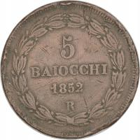 16.PAPIESTWO, PIUS IX, 5 BAIOCCHI 1852/ VII R