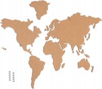 MAPA ŚWIATA KORKOWA NA ŚCIANĘ KOREK SAMOPRZYLEPNA DUŻA SOLIDNA TABLICA BEŻ