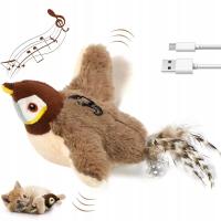 Zabawka dla kota interaktywny pluszowy ptaszek ruch ptasie dźwięki