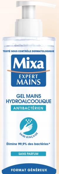 Żel Antybakteryjny Mixa 390ml Eliminuje 99,9% Bakterii