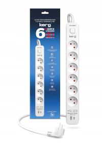 Listwa zasilająca Kerg 6 gniazd 1,5 m USB-A + USB-C