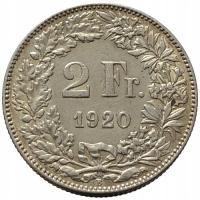 45818. Szwajcaria, 2 franki, 1920r. - Ag