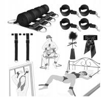 ZESTAW DO WIĄZANIA BDSM 3 SZT KAJDANKI PASY ŁÓŻKOWE DLA PAR SKÓRA