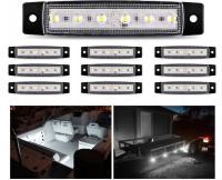 10× Lampa obrysowa LED uniwersalna biała 10 szt. z zestawem śrubek