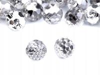 Guziki szlifowane kulka 10 mm 5 szt. TRANSPARENTNO-SREBRNE