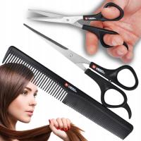VEZO GRZEBIEŃ + NOŻYCZKI ZESTAW DO STRZYŻENIA WŁOSÓW GRZEBYK OSTRE NOŻYCE