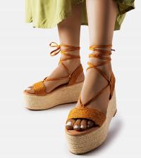 Brązowe espadryle na platformie Silvetta 26095