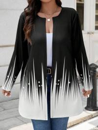 CZARNO BIAŁA WZORZYSTA NARZUTKA Z DŁUGIM RĘKAWEM PLUS SIZE SHEIN 46