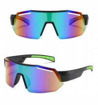 Спортивные солнцезащитные очки гибкий фильтр UV400 черный / зеленый чехол