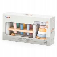 VIGA ZESTAW DREWNIANY PIRAMIDKA przebijanka KOŁKI młoteczek MIŚ POLARNY hit